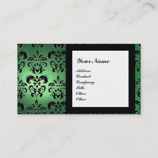 Carte De Visite DAMASK GEMME MONOGRAMME vert (Devant)