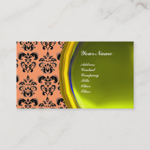 Carte De Visite DAMASK GEMME PIERRE MONOGRAMME,topaze jaune ,viole