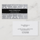 Carte De Visite Damask Gray / black band / silver (Devant / Derrière)