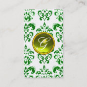 Carte De Visite DAMASK GREEN MONOGRAM gemme jaune platine (Dos)