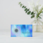 Carte De Visite Damask Mandala Abstraite Aquarelle bleu (Debout devant)