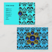 Carte De Visite DAMASK MON RUBY bleu clair gris or (Devant / Derrière)