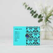 Carte De Visite DAMASK MON RUBY bleu clair gris or (Debout devant)