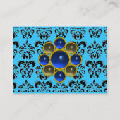 Carte De Visite DAMASK MON RUBY bleu clair gris or (Dos)