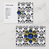 Carte De Visite DAMASK MON RUBY bleu clair gris or (Devant / Derrière)