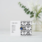 Carte De Visite DAMASK MON RUBY bleu clair gris or (Debout devant)