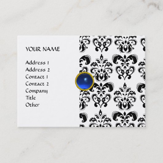 Carte De Visite DAMASK MON RUBY bleu clair gris or (Devant)