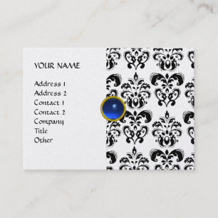 Carte De Visite DAMASK MON RUBY bleu clair gris or