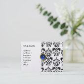 Carte De Visite DAMASK MON RUBY bleu vif noir blanc perle (Debout devant)