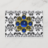 Carte De Visite DAMASK MON RUBY bleu vif noir blanc perle (Dos)