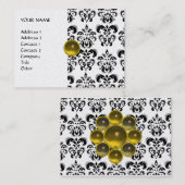Carte De Visite DAMASK MON RUBY jaune clair gris or platine (Devant / Derrière)