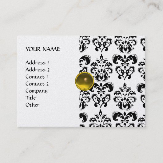 Carte De Visite DAMASK MON RUBY jaune clair gris or platine (Devant)