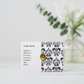 Carte De Visite DAMASK MON RUBY jaune clair gris or platine (Debout devant)