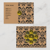 Carte De Visite DAMASK MON RUBY jaune vif gris or (Devant / Derrière)