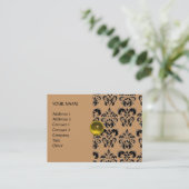 Carte De Visite DAMASK MON RUBY jaune vif gris or (Debout devant)