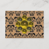 Carte De Visite DAMASK MON RUBY jaune vif gris or (Dos)