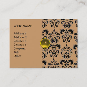 Carte De Visite DAMASK MON RUBY jaune vif gris or