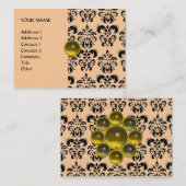 Carte De Visite DAMASK MON RUBY jaune vif gris or (Devant / Derrière)
