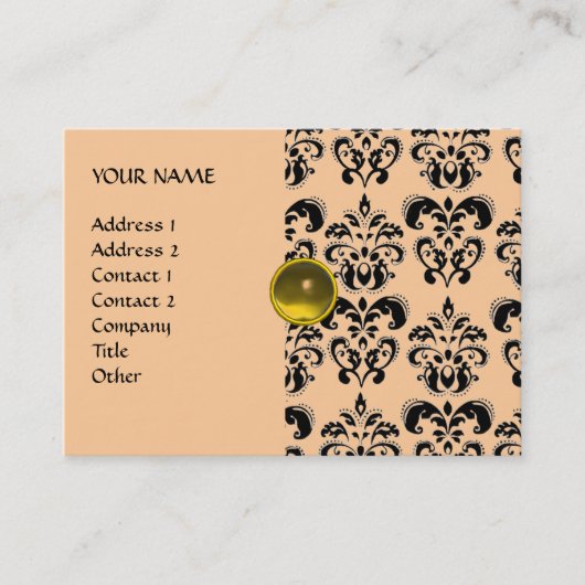 Carte De Visite DAMASK MON RUBY jaune vif gris or (Devant)