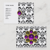 Carte De Visite DAMASK MON RUBY or gris violet clair (Devant / Derrière)