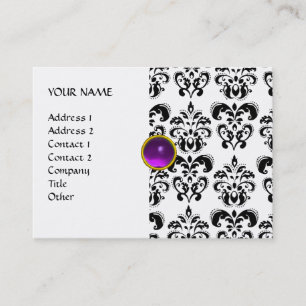 Carte De Visite DAMASK MON RUBY or gris violet clair