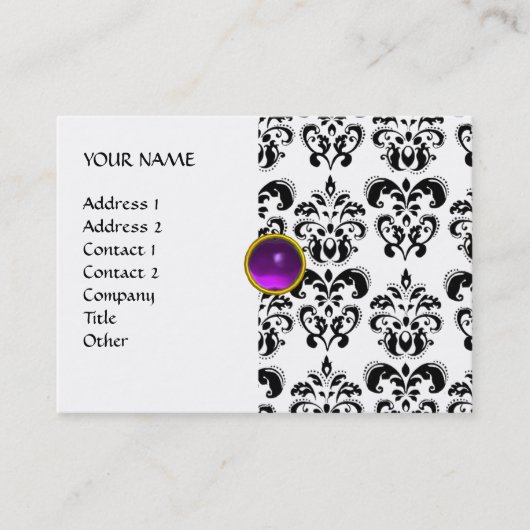 Carte De Visite DAMASK MON RUBY or gris violet clair (Devant)