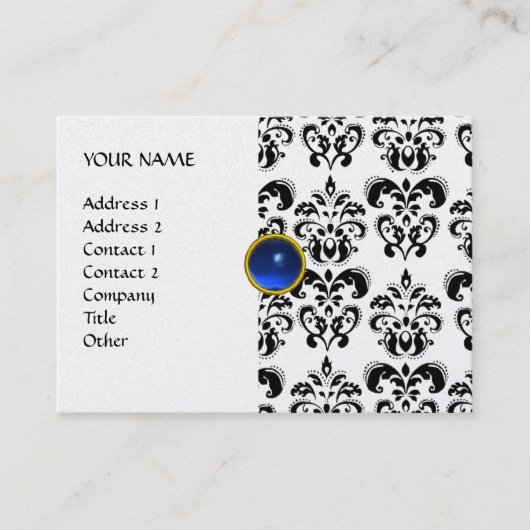 Carte De Visite DAMASK MON RUBY platine or gris bleu clair (Devant)