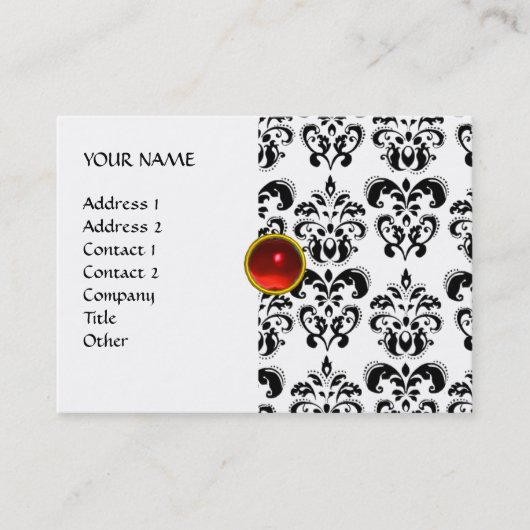 Carte De Visite DAMASK MON RUBY rouge vif violet gris or (Devant)