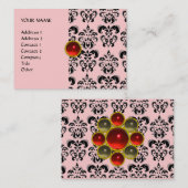 Carte De Visite DAMASK MON RUBY rouge vif violet gris or (Devant / Derrière)