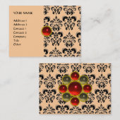 Carte De Visite DAMASK MON RUBY rouge vif violet gris or (Devant / Derrière)
