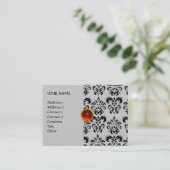 Carte De Visite DAMASK MON RUBY rouge vif violet gris or (Debout devant)
