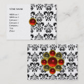 Carte De Visite DAMASK MON RUBY rouge violet gris or perle (Devant / Derrière)