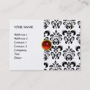 Carte De Visite DAMASK MON RUBY rouge violet gris or perle