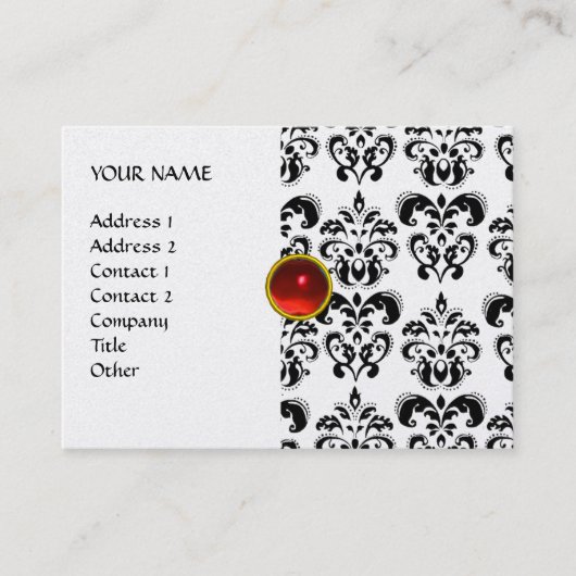 Carte De Visite DAMASK MON RUBY rouge violet gris or perle (Devant)
