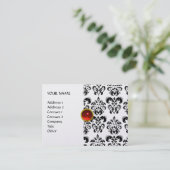 Carte De Visite DAMASK MON RUBY rouge violet gris or perle (Debout devant)