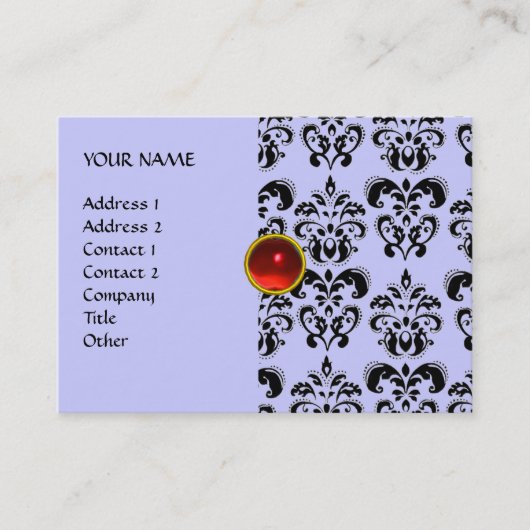 Carte De Visite DAMASK MON RUBY rouge violet gris or vif (Devant)