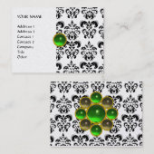 Carte De Visite DAMASK MON RUBY vert brillant gris or (Devant / Derrière)