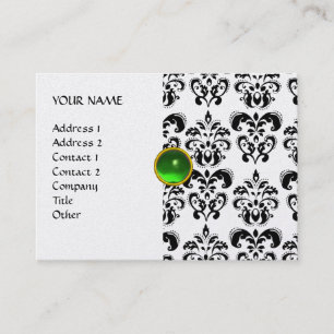 Carte De Visite DAMASK MON RUBY vert brillant gris or