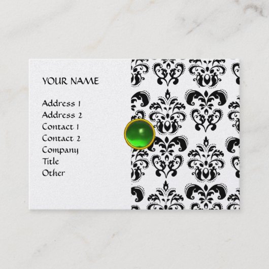 Carte De Visite DAMASK MON RUBY vert brillant gris or (Devant)
