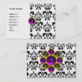 Carte De Visite DAMASK MON RUBY violet gris or perle (Devant / Derrière)
