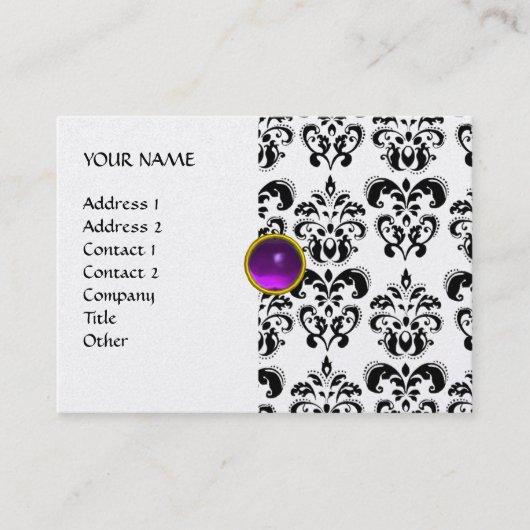 Carte De Visite DAMASK MON RUBY violet gris or perle (Devant)