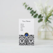 Carte De Visite DAMASK MONOGRAM bleu platine (Debout devant)