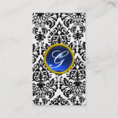 Carte De Visite DAMASK MONOGRAM bleu platine (Dos)