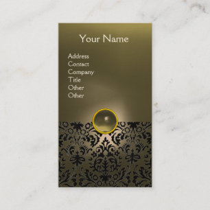 Carte De Visite DAMASK MONOGRAM Gem agate gris crème