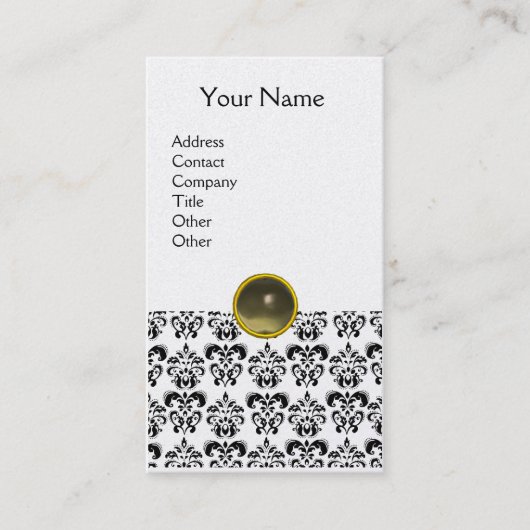 Carte De Visite DAMASK MONOGRAM gem agate gris perle (Devant)