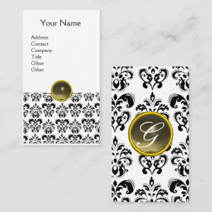Carte De Visite DAMASK MONOGRAM Gem agate gris platine
