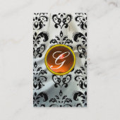 Carte De Visite DAMASK MONOGRAM gem orange soie blanche (Dos)