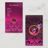 Carte De Visite DAMASK MONOGRAM gem rose fuchsia (Devant / Derrière)