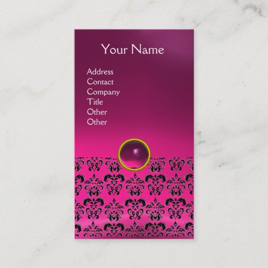 Carte De Visite DAMASK MONOGRAM gem rose fuchsia (Devant)