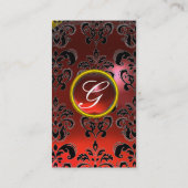Carte De Visite DAMASK MONOGRAM gem rouge rubis (Dos)